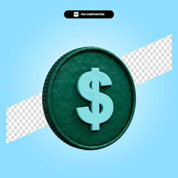 Il simbolo del dollaro 3d rende l'illustrazione isolata