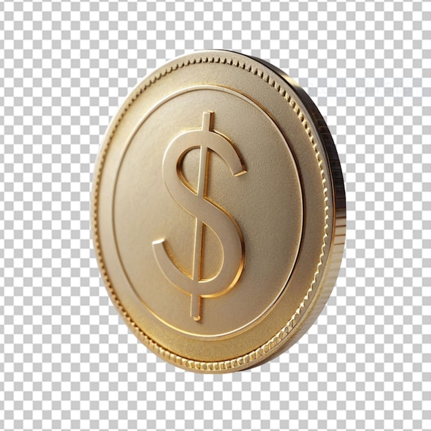 PSD dollar sign gold coin icon isolated 3d render illustration