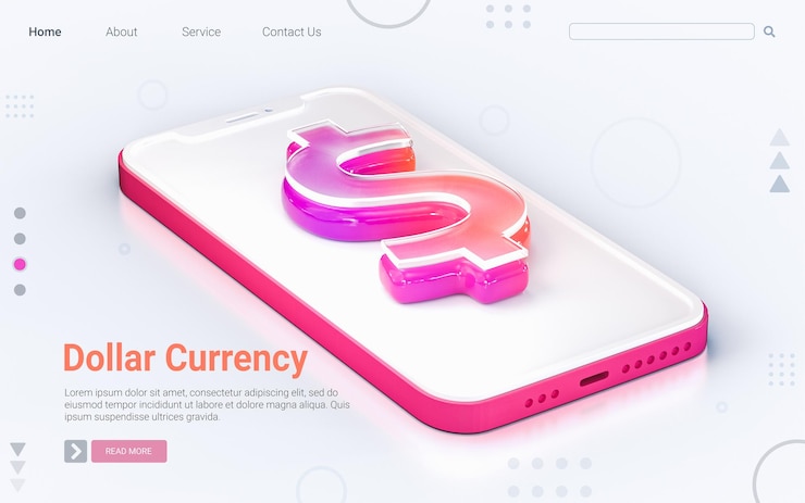 PSD dollar sign on mobile phone isolated white background 3d render concept for web banner landing page
