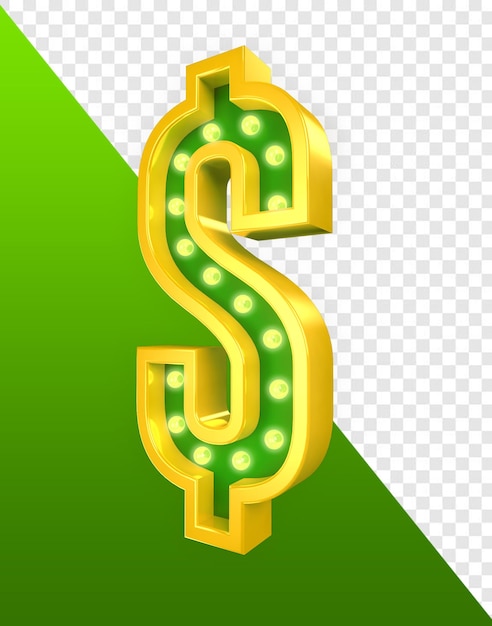 Dollar sign yellow and green with light