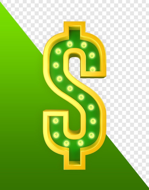 PSD dollar sign yellow and green with light