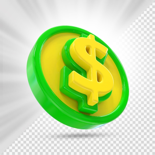 PSD dollar symbol coin 3d render