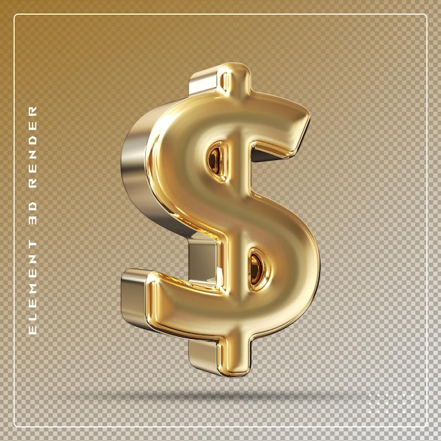 Dollar symbol golden 3d render