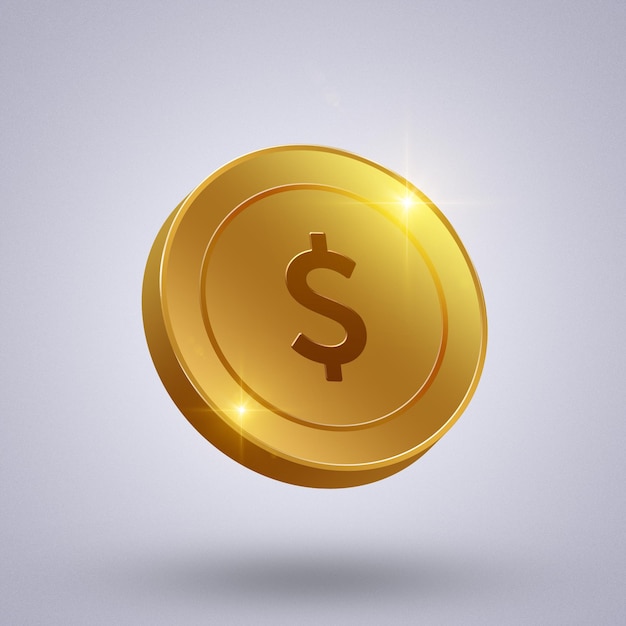 PSD dollar symbol on golden coin 3d