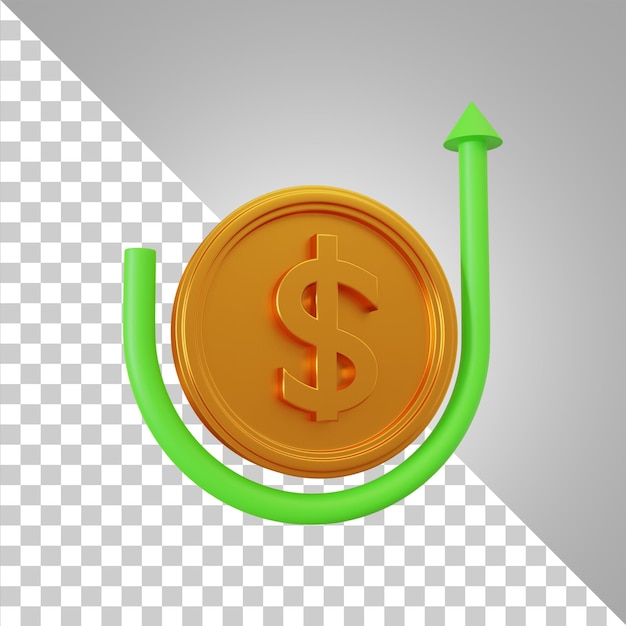 PSD rendering 3d del tasso di aumento del dollaro