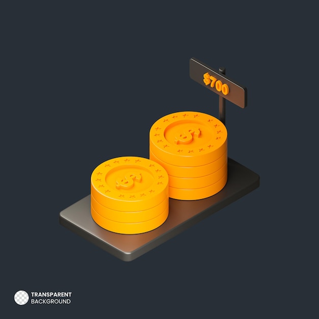 Dollarteken gouden munt pictogram geïsoleerde 3d render illustration