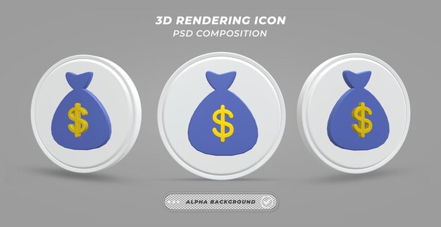 Dollarzakpictogram in 3D-rendering