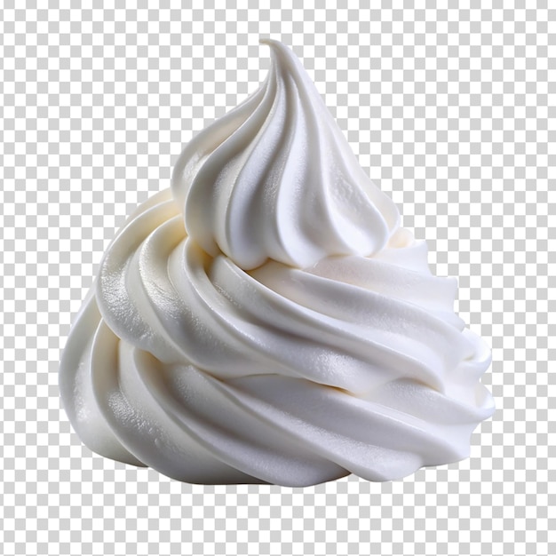 A dollop of whipped cream on transparent background