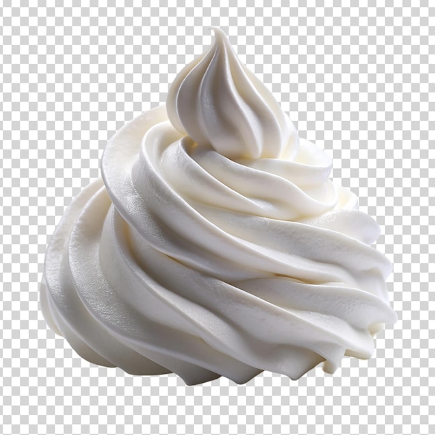 A dollop of whipped cream on transparent background