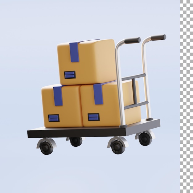 Dolly and box 3d illustration