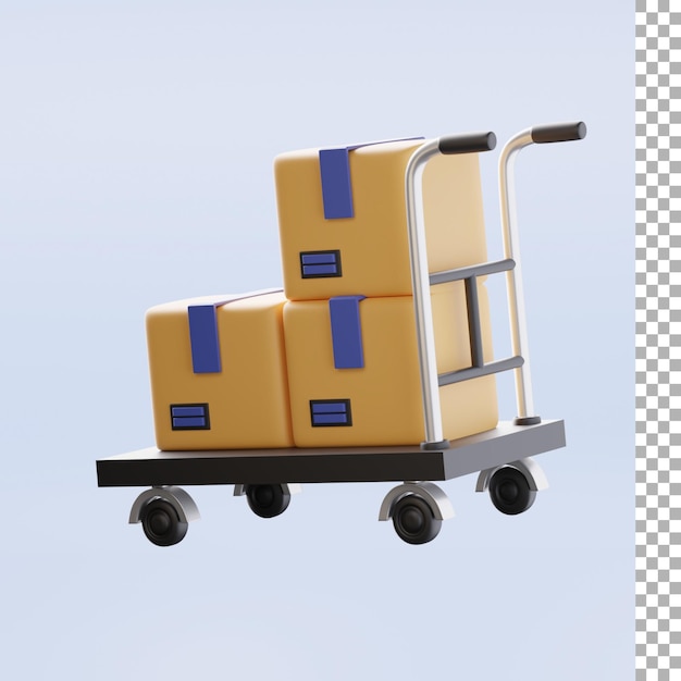 PSD carrello e scatole icona 3d