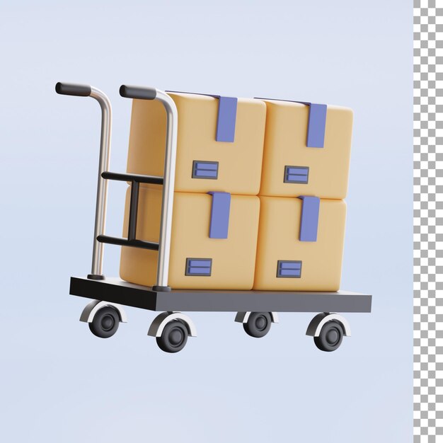 PSD dolly and boxes 3d render