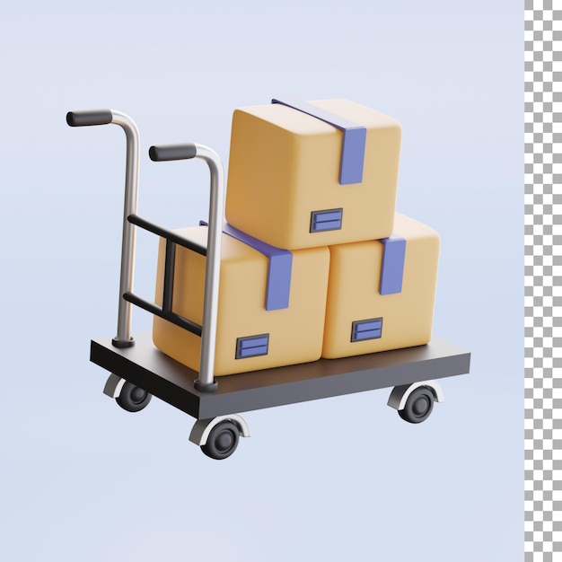 Dolly cart and boxes 3d rendering