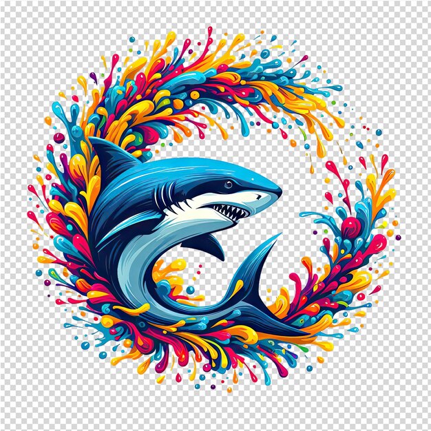 PSD a dolphin in a circle of flowers and a whale