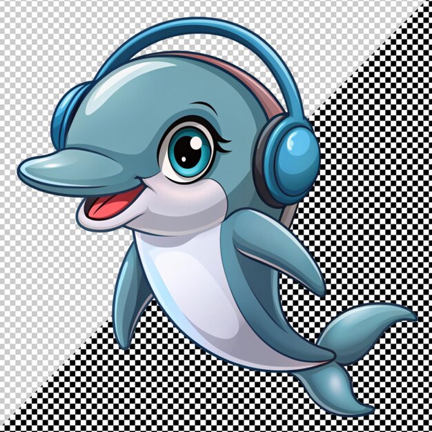 Dolphin wearing headphones