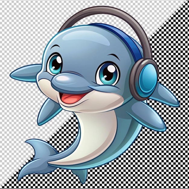 Dolphin wearing headphones