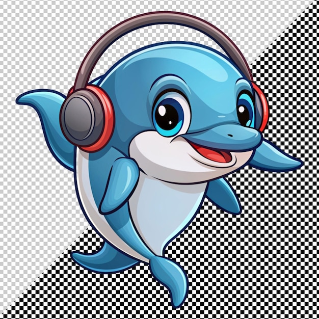 PSD dolphin wearing headphones