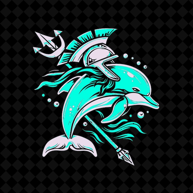 PSD a dolphin with a crown and a shield on it