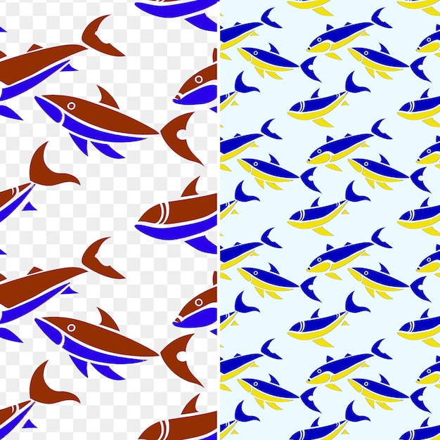 PSD dolphinfish with elongated silhouette organic minimal design seamless pattern tile world ocean day