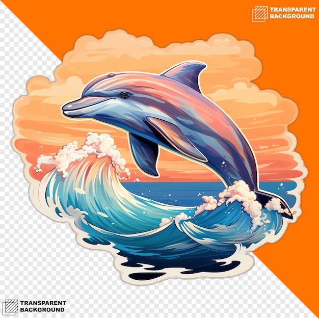 PSD dolphins head digital sticker isolated on transparent background
