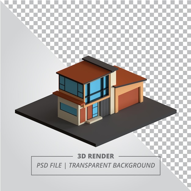 PSD dom z garażem 3d renderować pojedyncze obrazy