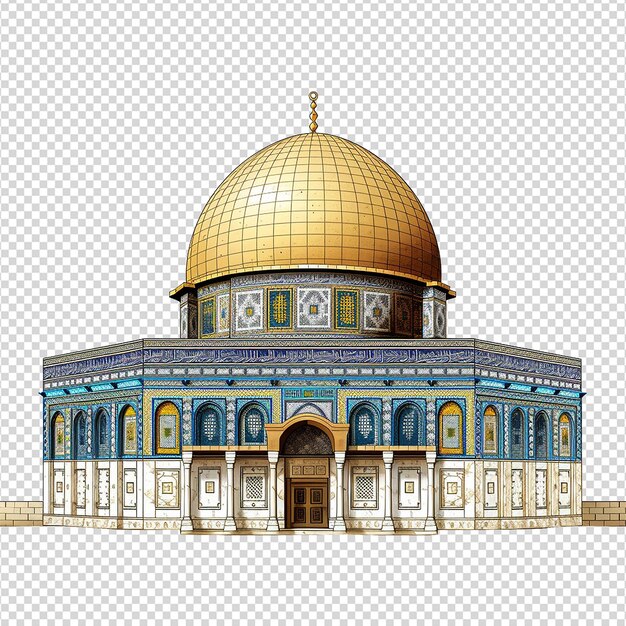 Dome of rock mosque isolated on transparent background