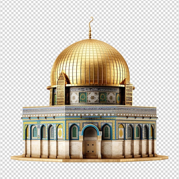 PSD dome of the rock mosque isolated on transparent background