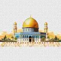 PSD dome of the rock mosque isolated on transparent background