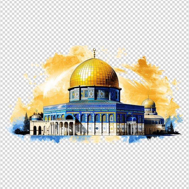 Dome of the rock mosque isolated on transparent background