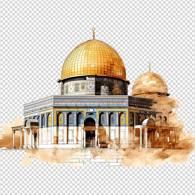 Dome of the rock mosque isolated on transparent background