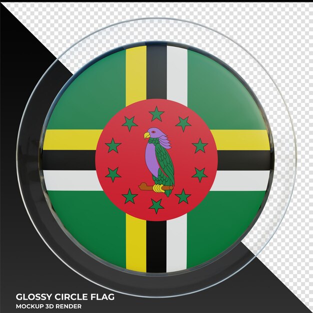 PSD dominica realistische 3d getextureerde glanzende cirkel vlag