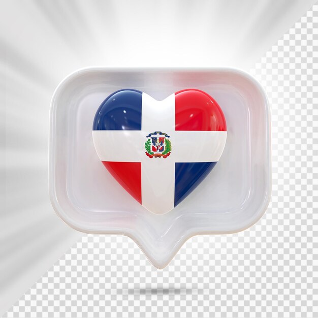 PSD bandiera della repubblica dominicana heart 3d render