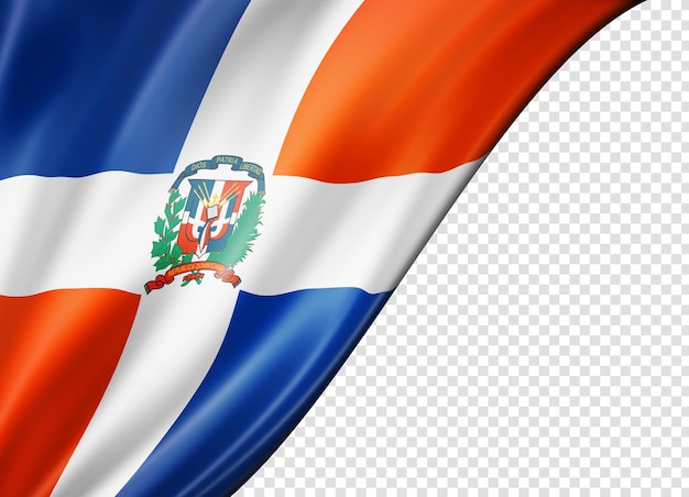 PSD dominican republic flag isolated on white horizontal panoramic banner