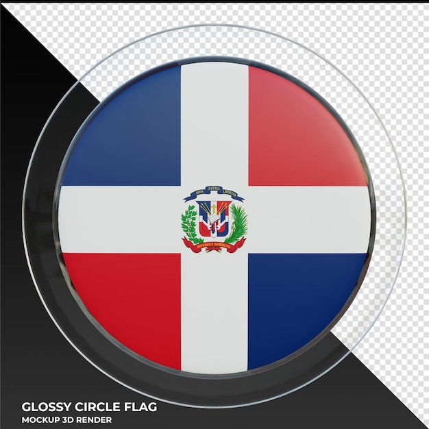 PSD dominikana realistyczna 3d teksturowana błyszcząca okrągła flaga