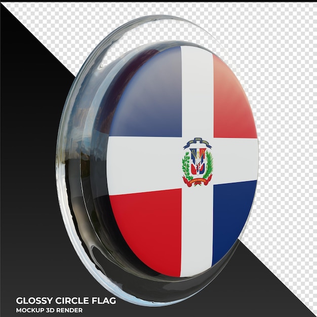 PSD dominikana0003 realistyczna 3d teksturowana błyszcząca okrągła flaga