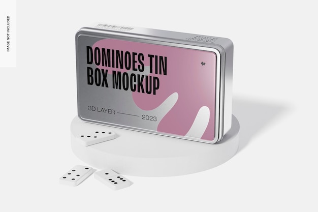 PSD dominoes tin box mockup