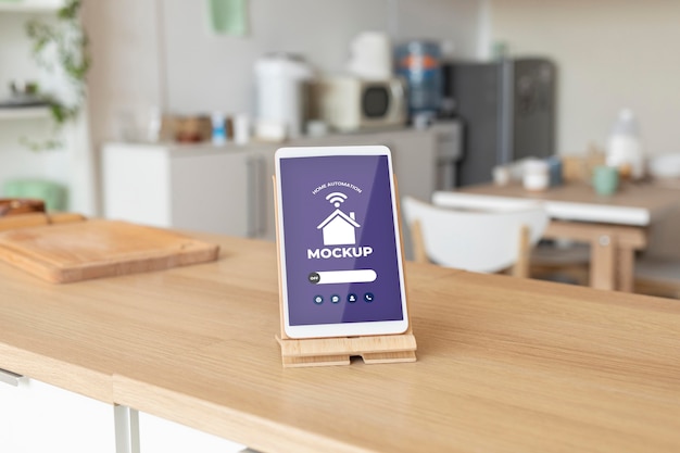 PSD domotica concept mockup met digitale tablet