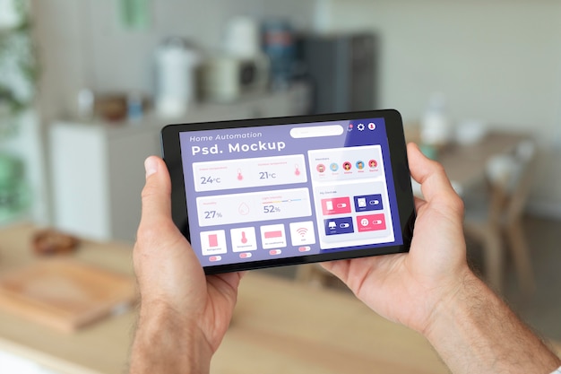 PSD domotica concept mockup met smartphone