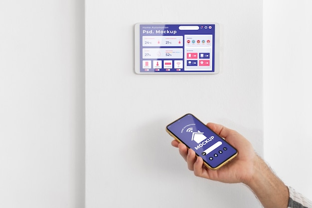 PSD domotica concept mockup met thermostaat