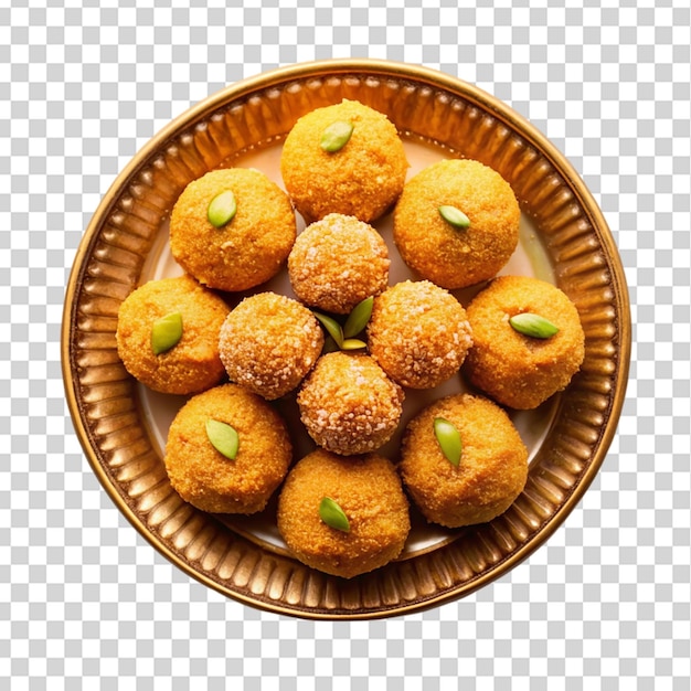 Domowe ladoo tradycyjne indyjskie słodycze na Diwali izolowane na przezroczystym tle