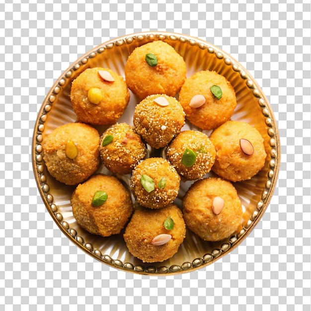 Domowe ladoo tradycyjne indyjskie słodycze na Diwali izolowane na przezroczystym tle