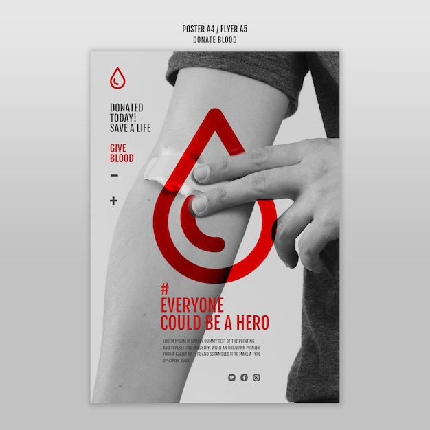 PSD donate blood concept flyer template