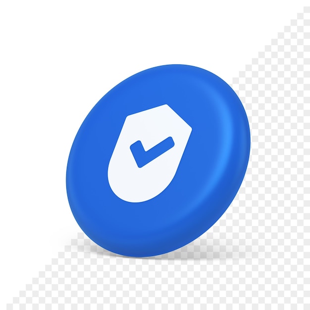 Done checkmark shield button success protection approved password web app 3d isometric realistic icon