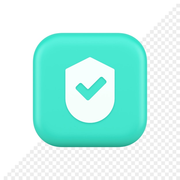 Done checkmark shield button success protection approved password web app 3d realistic icon