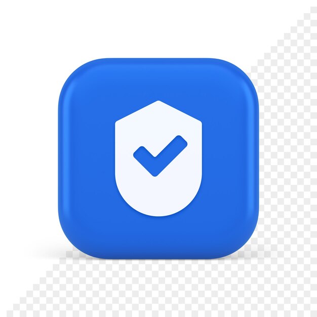 Done checkmark shield button success protection approved password web app 3d realistic icon