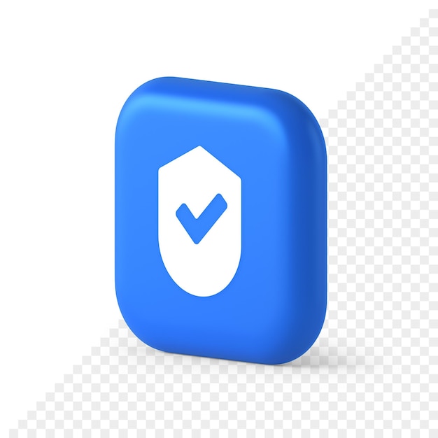 done checkmark shield button success protection approved password web app 3d realistic isometric icon