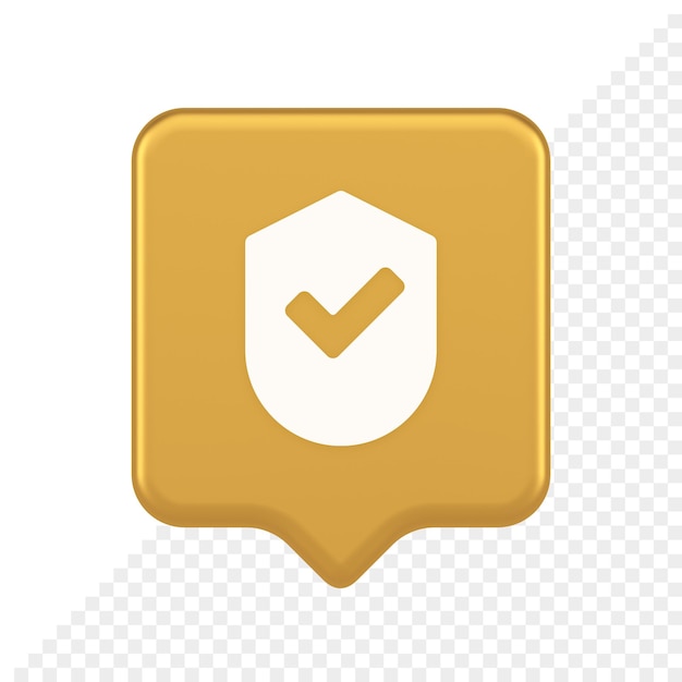 Done checkmark shield button success protection approved password web app 3d realistic speech bubble icon