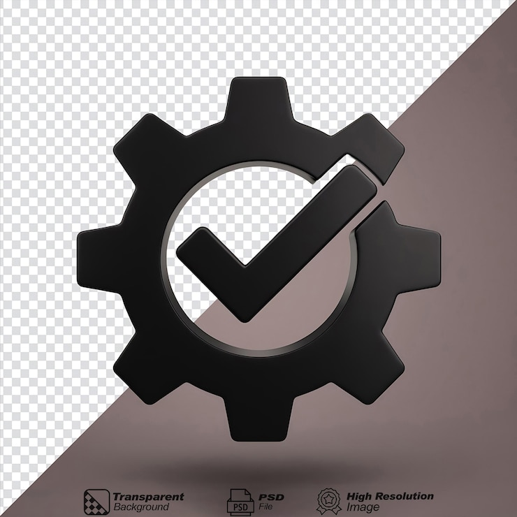 PSD done verify setting icon black isolated on transparent background