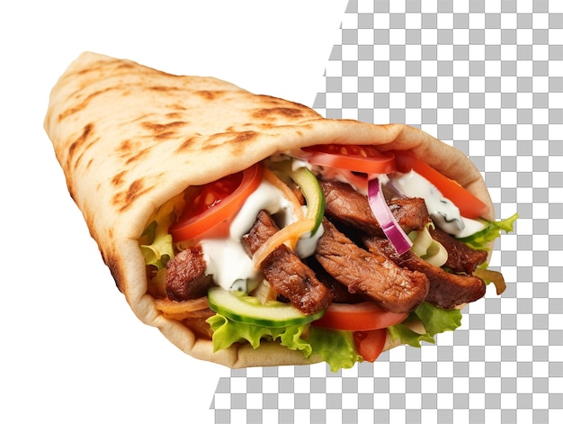 PSD doner kebab food with transparent background