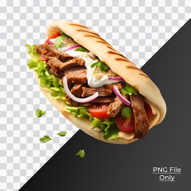 Doner kebab illuminazione morbida e uniforme solo png premium psd